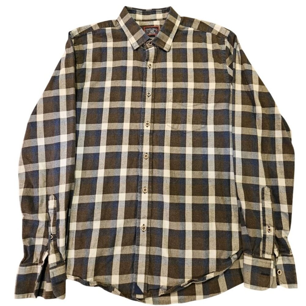 UNTUCKit “Bacio Divino” Men’s Long Sleeve Plaid Button-Up – Size L Slim Fit